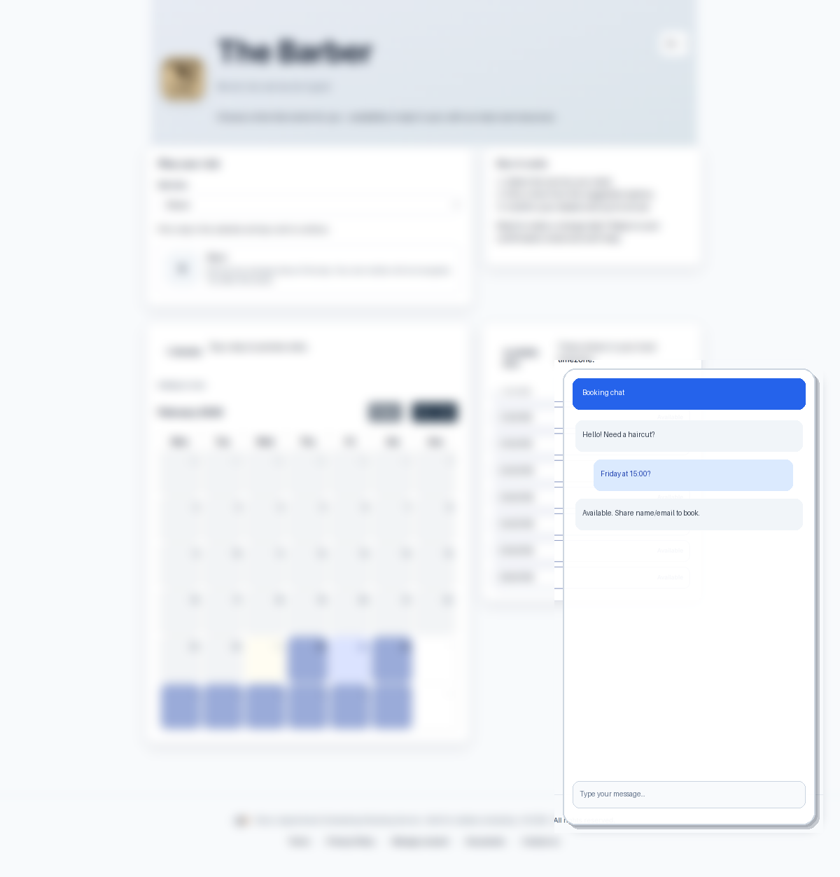 Ventana emergente de chat integrada enfocada en la parte superior de una página borrosa