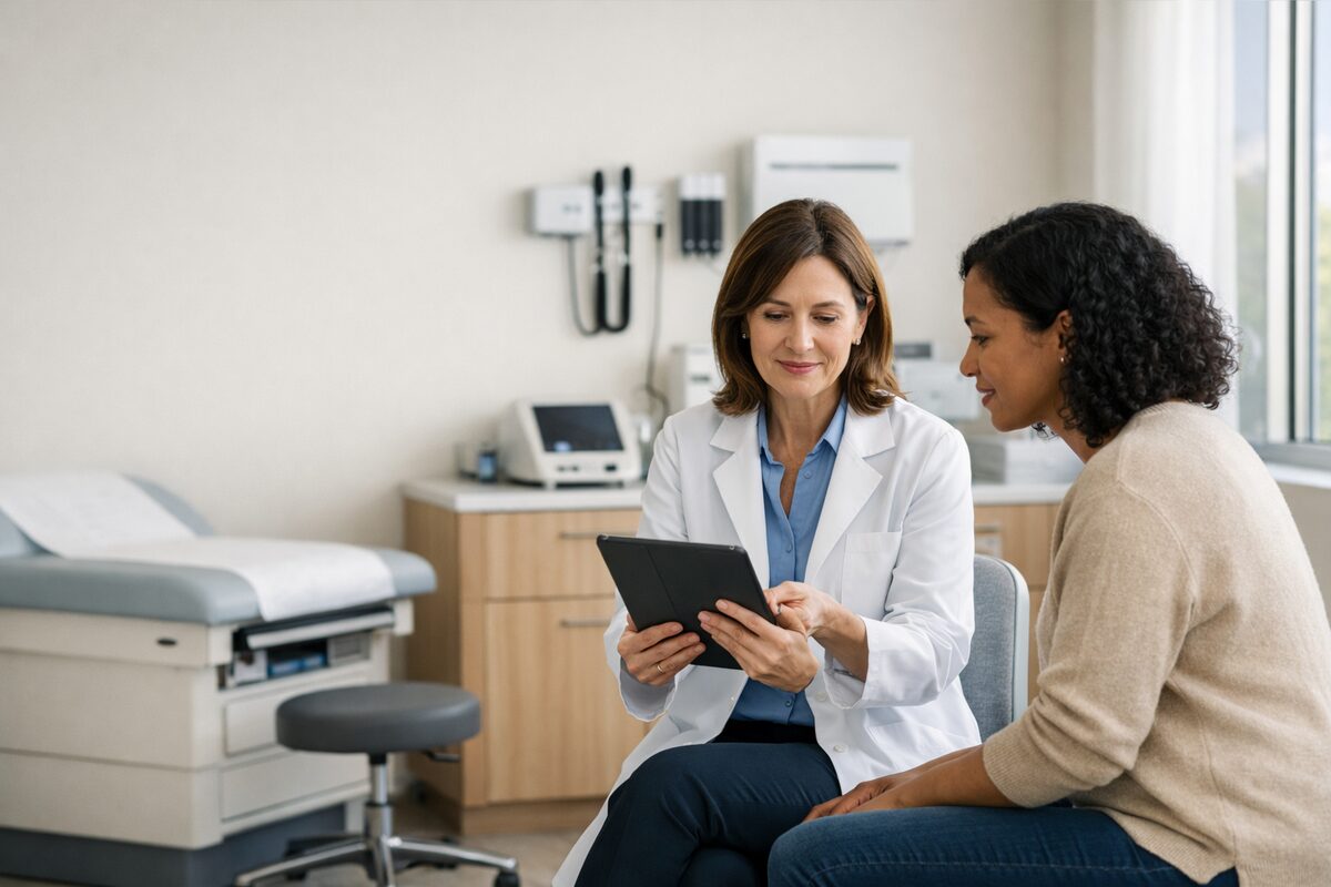 Medico con un paziente in una moderna sala visita